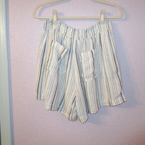Briggs Linen Blend Pull On Shorts Size XL High Rise Elastic Waist Pocket Striped - Picture 4 of 7